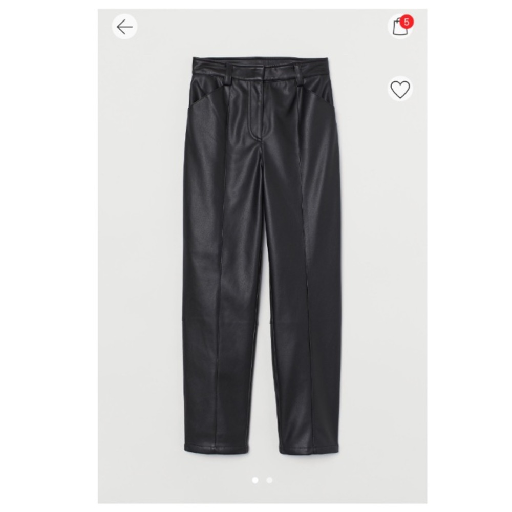 Faux leather straight leg trousers